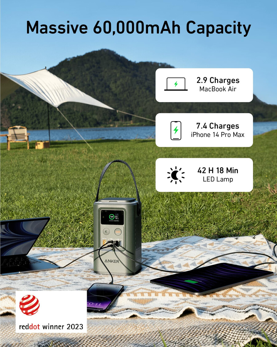 anker 548 power bank - the ultimate camping power bank com usb-c e 60000mah capacity