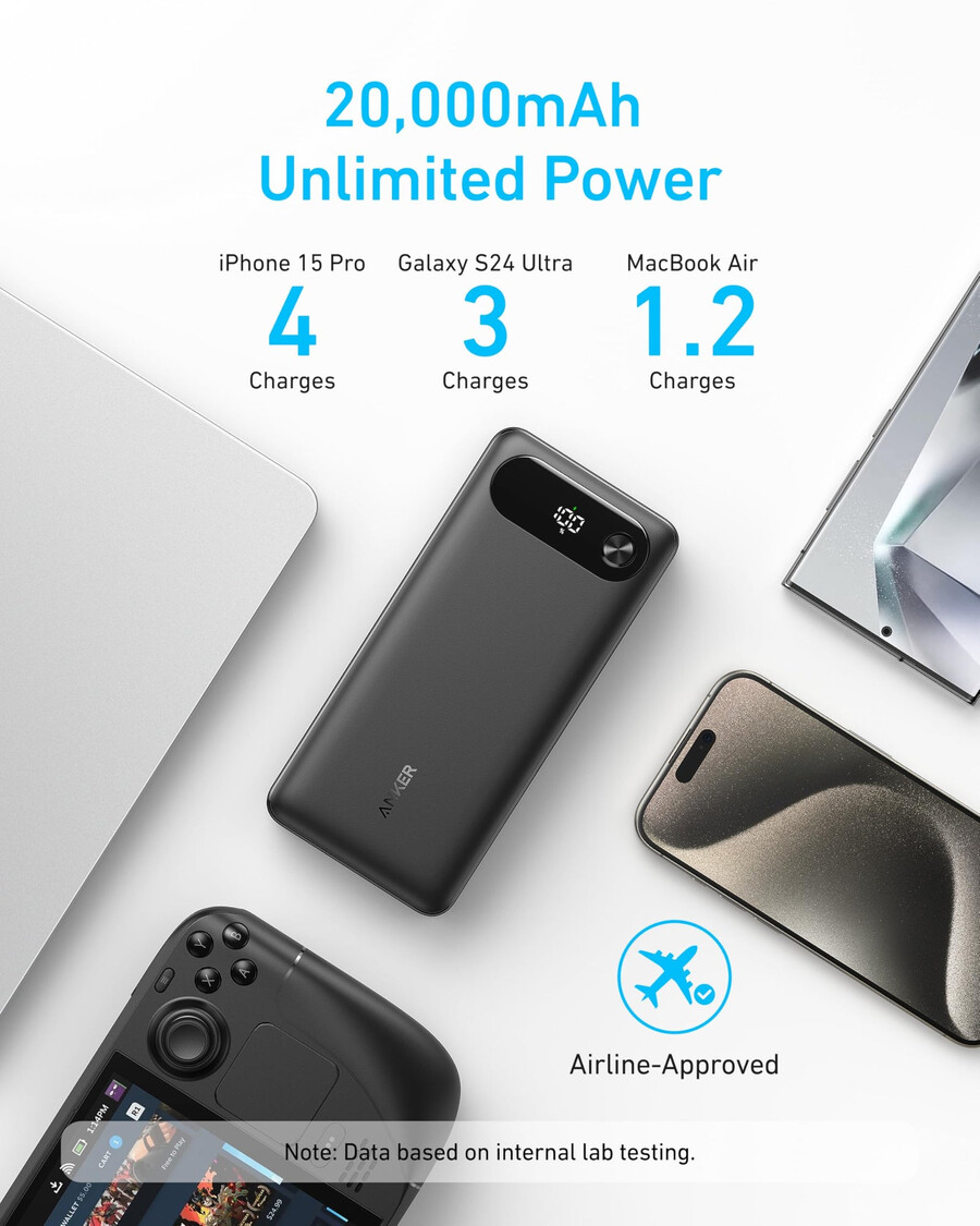 anker power bank 20k 87w built-in usb-c cable
