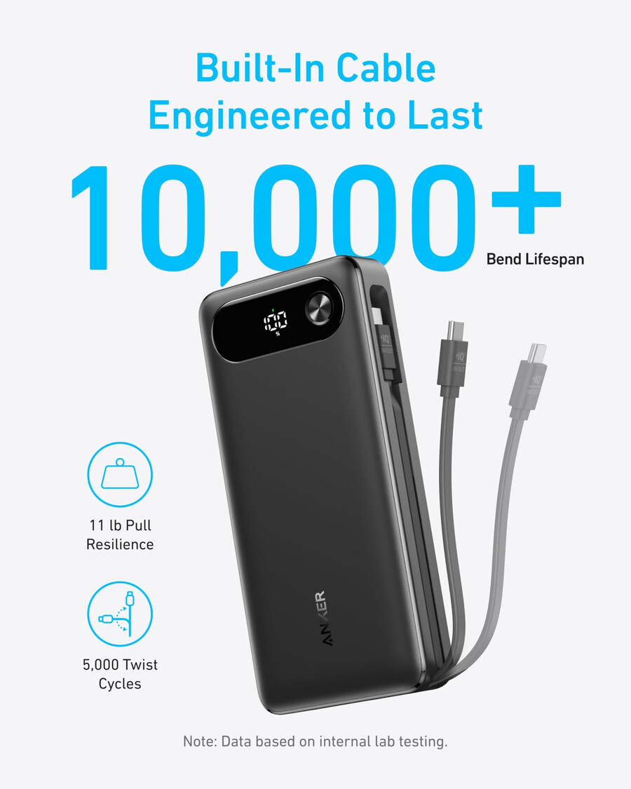 anker power bank 20k 87w built-in usb-c cable