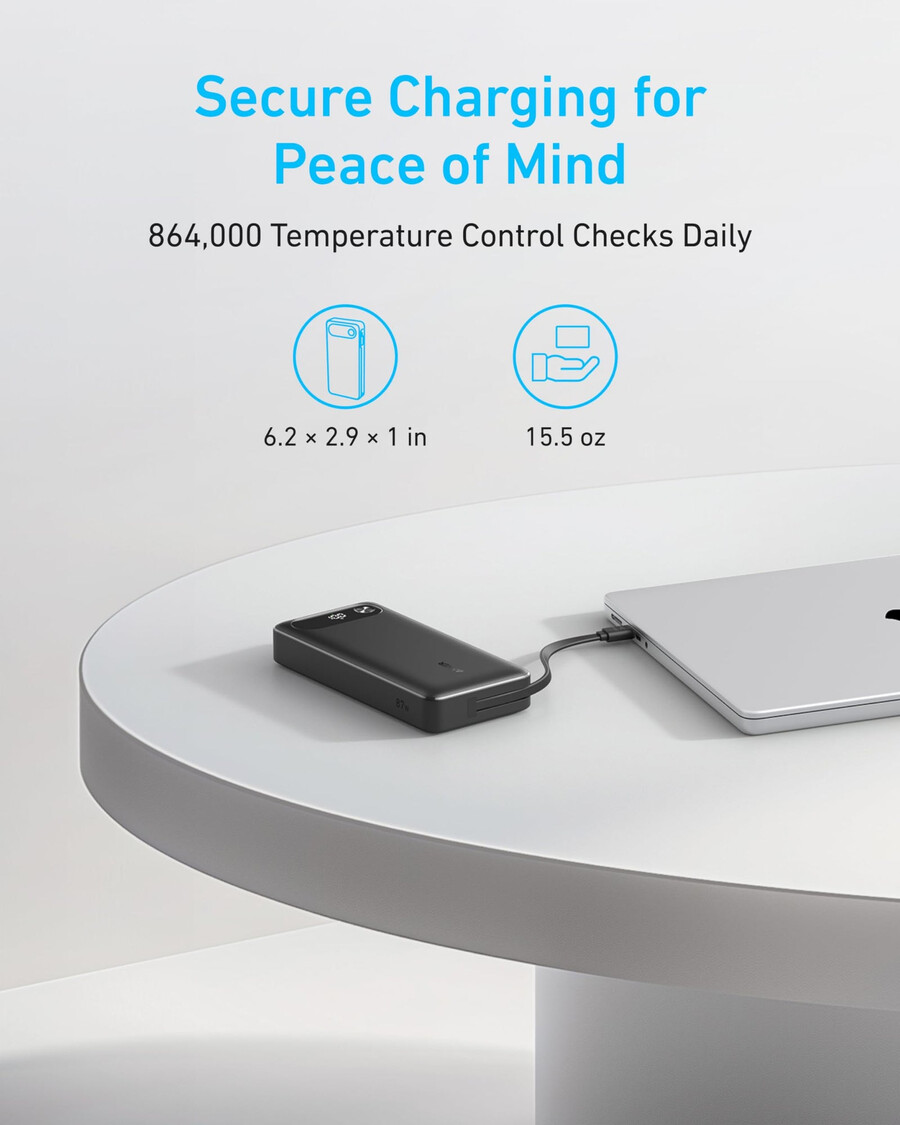 anker power bank 20k 87w built-in usb-c cable