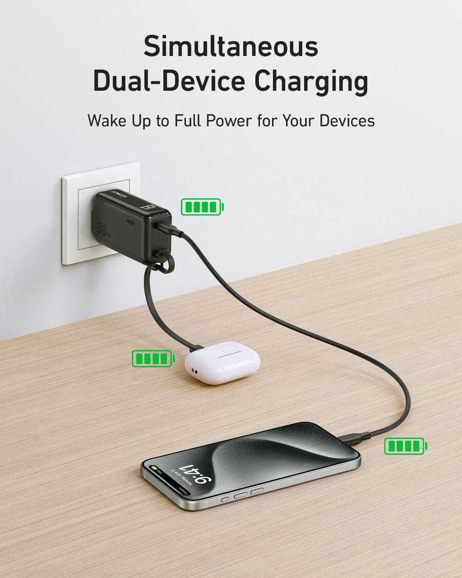 anker power bank 30w 5k fusion built-in usb-c cable