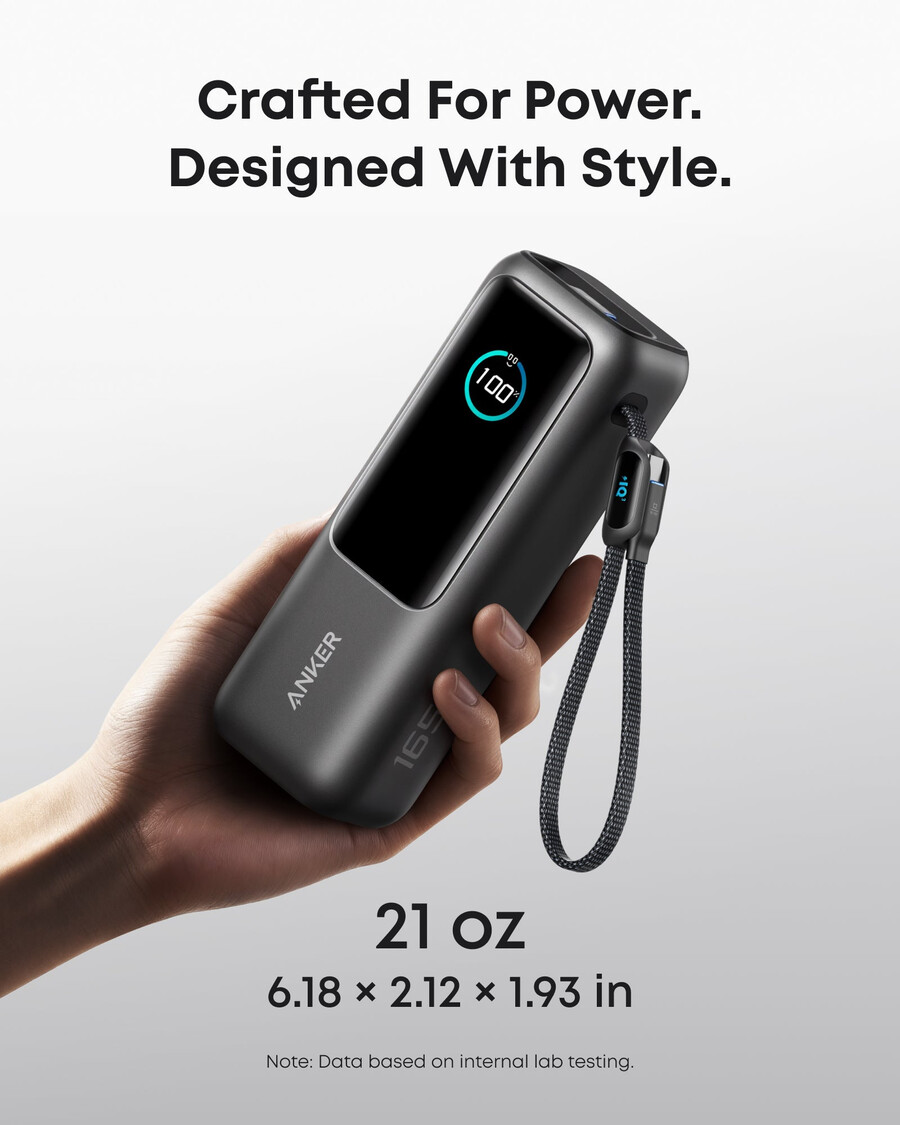 anker laptop power bank 25k 165w built-in and retractable cables