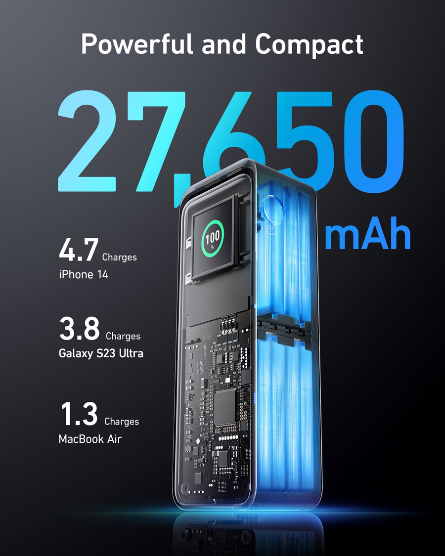 anker prime 27650mah power bank 250w e 100w charging base