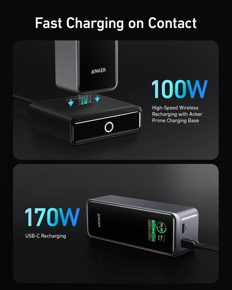 anker prime 27650mah power bank 250w e 100w charging base