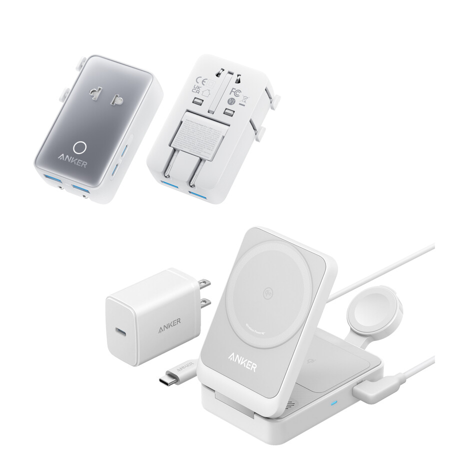anker maggo wireless charging station foldable 3-in-1 e anker nano travel adapter 5-in-1 20w 1-pack