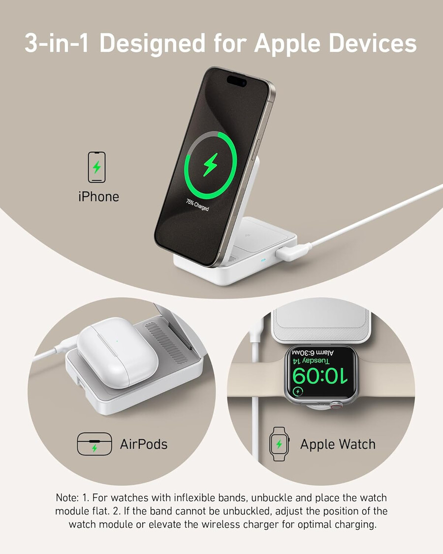 anker maggo wireless charging station foldable 3-in-1 e anker nano travel adapter 5-in-1 20w 1-pack