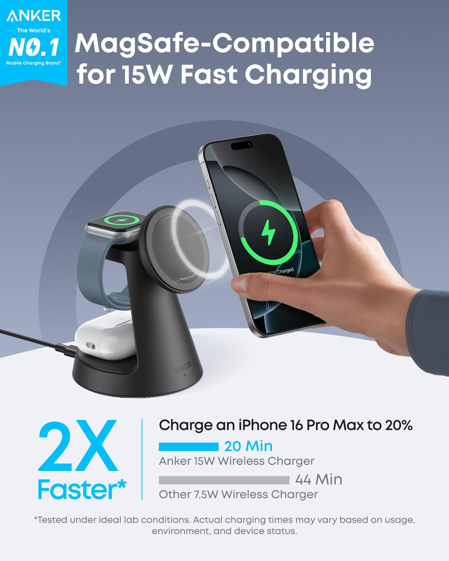 anker maggo wireless charging station 3-in-1 dock stand
