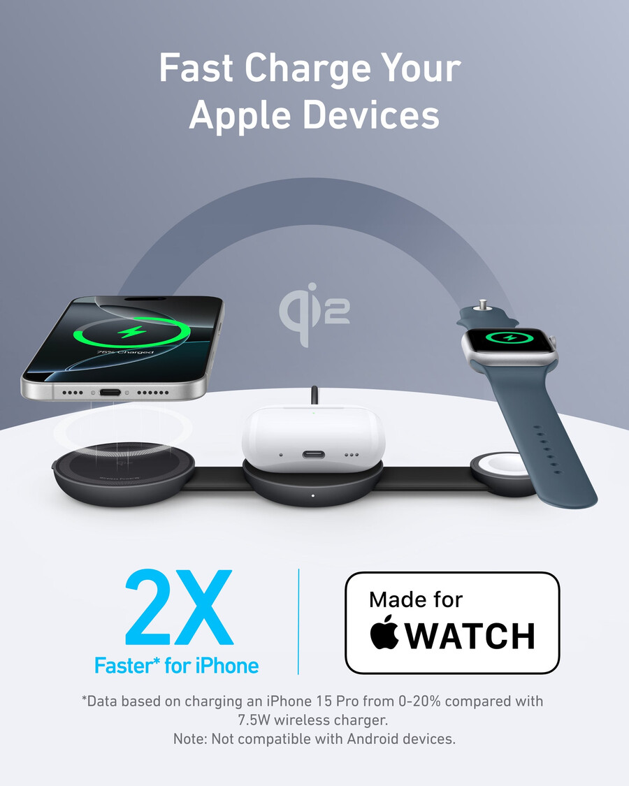 anker maggo wireless charging station 3-in-1 foldable pad