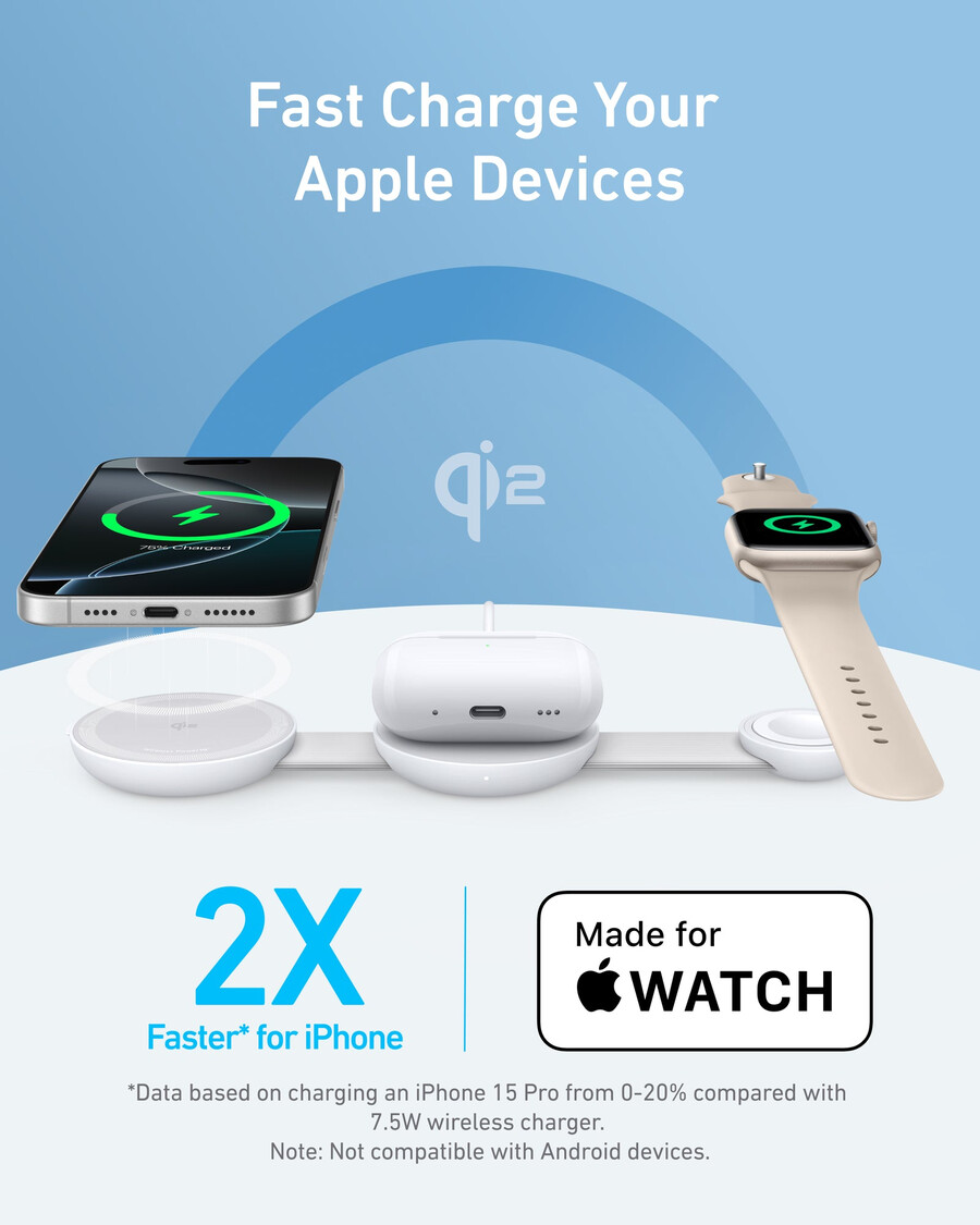 anker maggo wireless charging station 3-in-1 foldable pad e anker nano travel adapter 5-in-1 20w 1-pack
