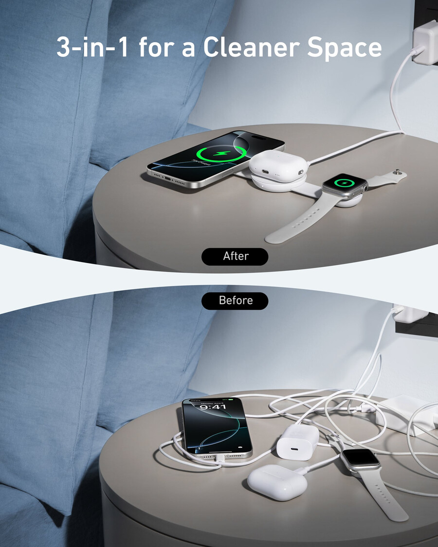 anker maggo wireless charging station 3-in-1 foldable pad e anker nano travel adapter 5-in-1 20w 1-pack